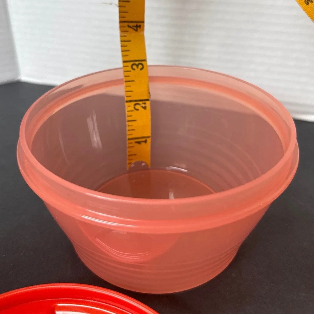 Tupperware FlatOut Collapsible Storage Containers Set of 2 Coral Orange Round